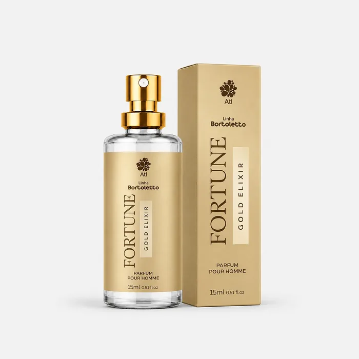 Perfume Fortune Gold Elixir, linha Bortoletto, 15ml